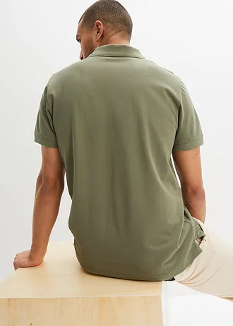 Poloshirt van piqué van puur biologisch katoen, korte mouw • olijfgroen • bonprix online shop