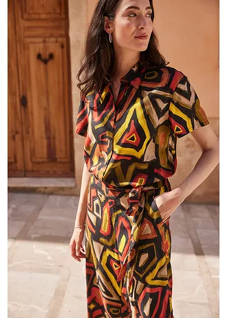 Culotte van soepele viscose • karmijnrood/zwart grafische print • bonprix online shop