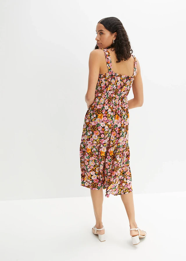 Gedessineerde midi jurk • pink-groen gebloemd • product-page.page-title-suffix
