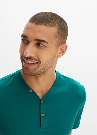 Henley póló tiszta bio-pamutból (2 db-os csomag) • fekete+olajkék • bonprix áruház