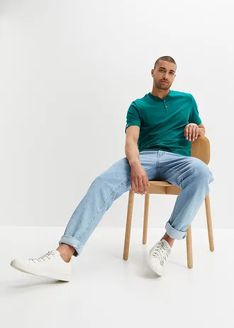 Henley shirt van puur biologisch katoen (set van 2) • zwart+petrol • bonprix online shop