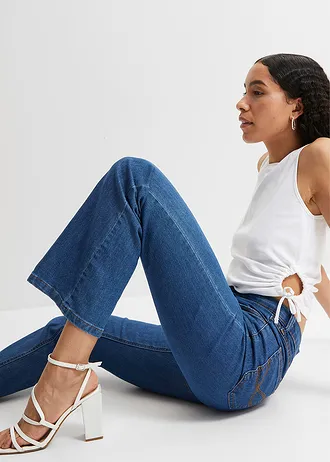 Jeansy  ze stretchem o kroju bootcut, mid waist • niebieski • sklep bonprix