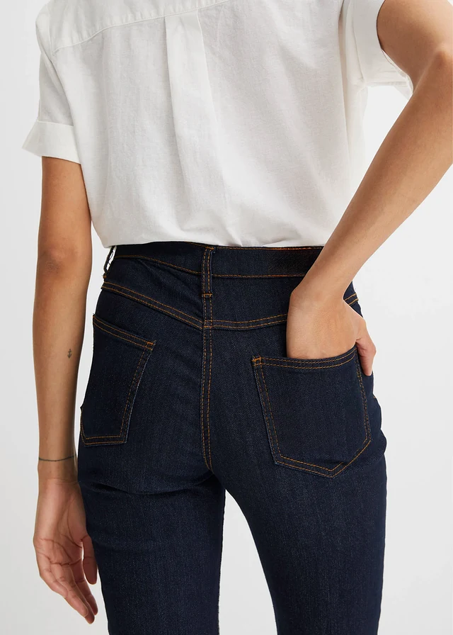 Jean droit taille mi-haute, extensible • bleu foncé • product-page.page-title-suffix