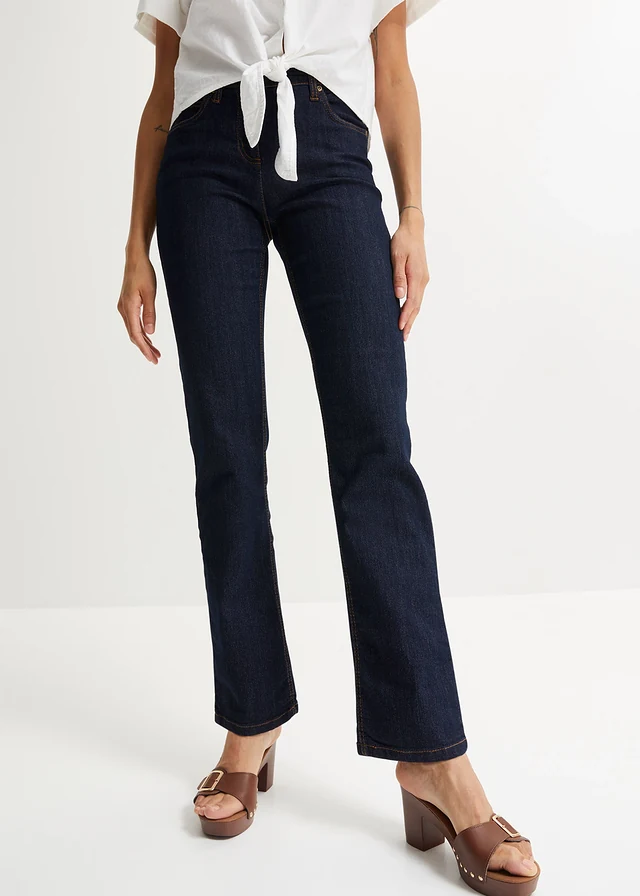 Jean droit taille mi-haute, extensible • bleu foncé • product-page.page-title-suffix