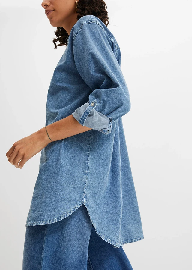Strečová džínová halenka Oversize • modrý denim • bonprix obchod