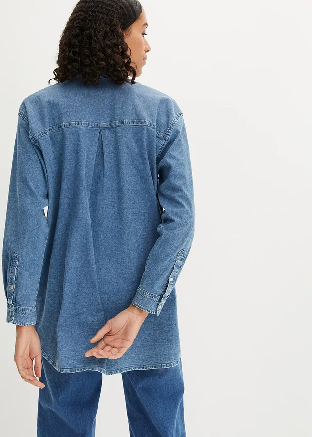 Strečová džínová halenka Oversize • modrý denim • bonprix obchod