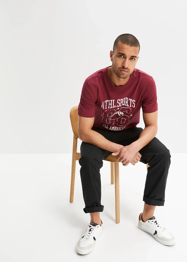 T-shirt (set van 2) in regular fit • bordeaux+schaduwgroen met print • product-page.page-title-suffix