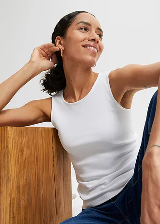 Žebrovaný top z čisté organické bavlny (2 ks v balení) • černá + bílá • bonprix obchod