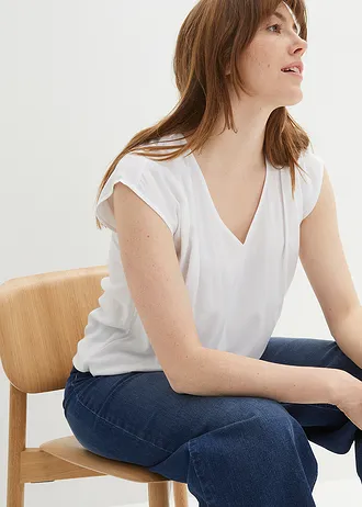 Halenka ze splývavé viskózy • bílá • bonprix obchod