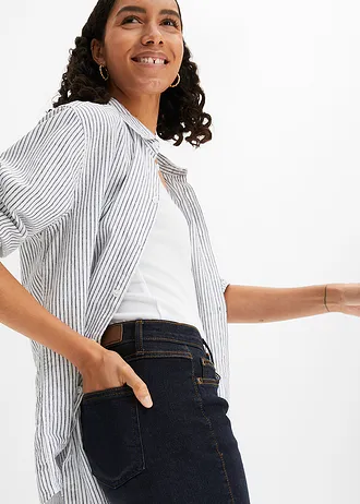 Blugi straight Mid Waist, Stretch • bleumarin uzat • magazin bonprix