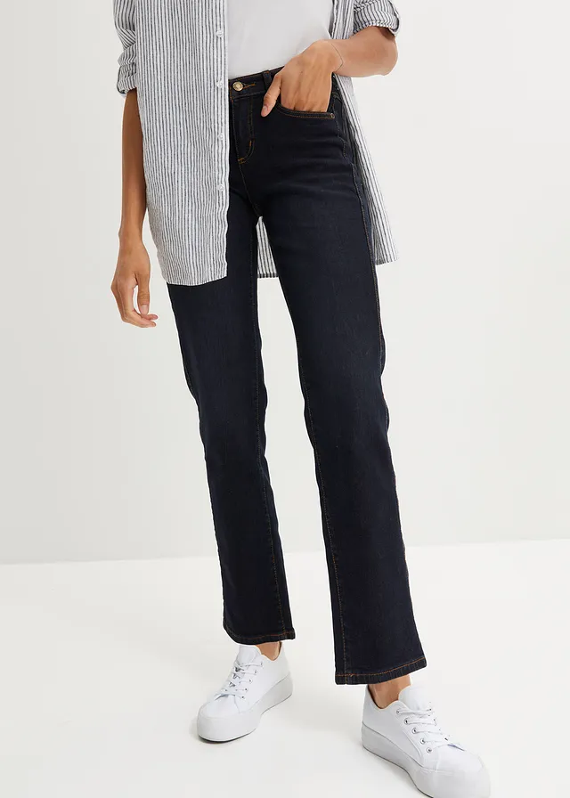 Jeansy ze stretchem, straight, mid waist, kolor: 