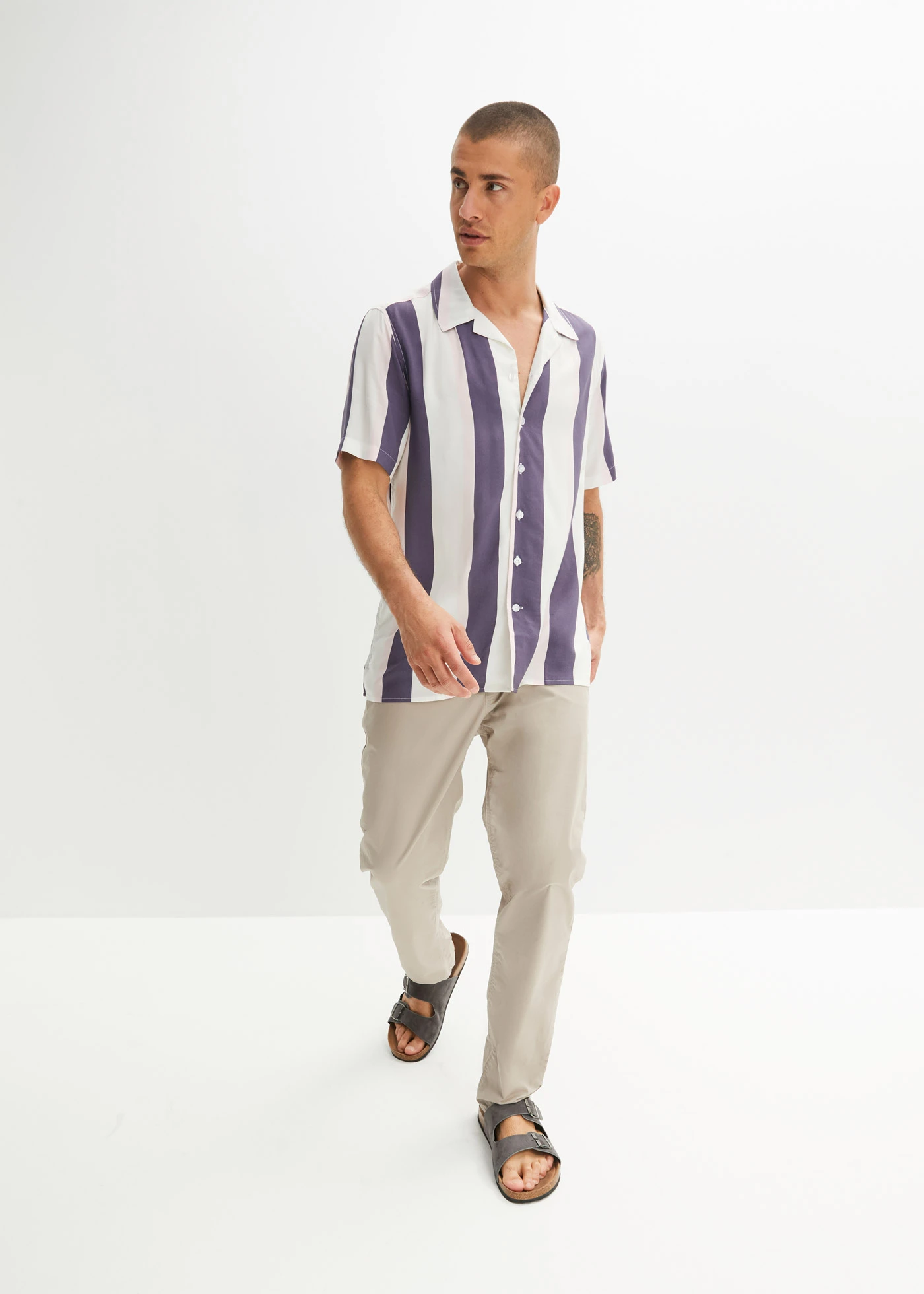 Regular fit stretch instapbroek, straight • natuursteen • bonprix online shop