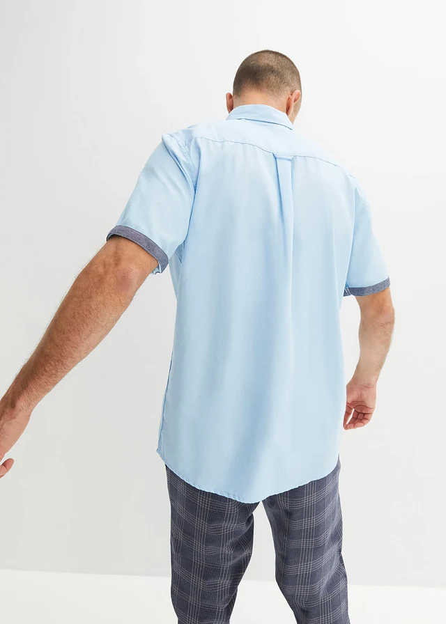 Chemise Oxford manches courtes, 100% coton, Couleur: bleu clair