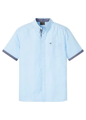 Chemise Oxford manches courtes, 100% coton, Couleur: bleu clair