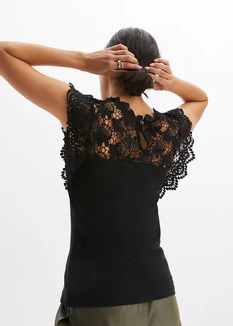 Top à empiècement dentelle • blanc • Boutique bonprix