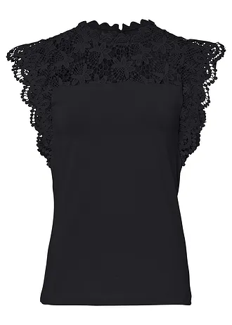 Top à empiècement dentelle • blanc • Boutique bonprix