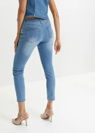 Jean slim taille mi-haute, cropped, Couleur: bleu clair used