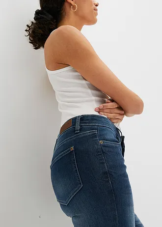 7/8 stretchjeans met splitten • donkerblauw used • bonprix online shop