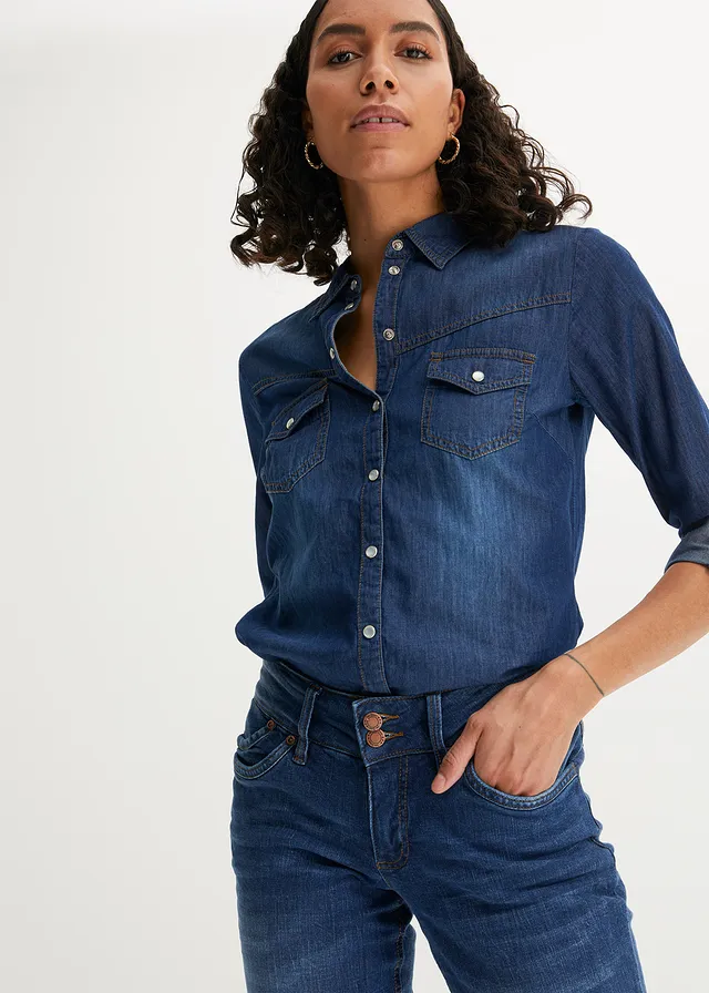 Chemise en jean, Couleur: bleu