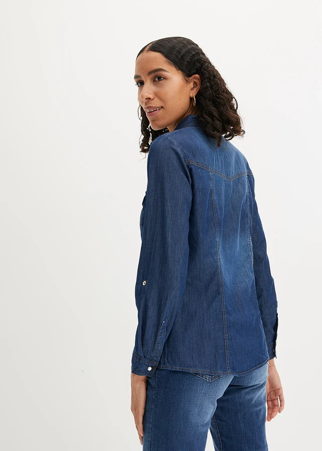 Chemise en jean, Couleur: bleu