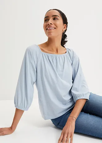 Shirtblouse van biologisch katoen • soft blauw • bonprix online shop