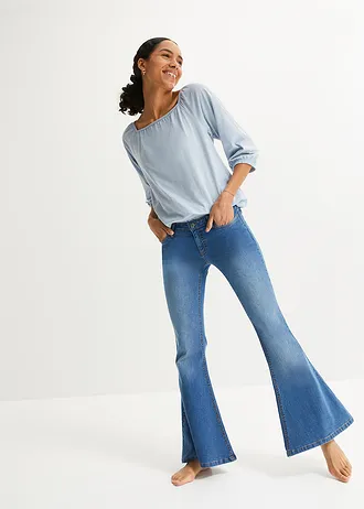 Shirtblouse van biologisch katoen • soft blauw • bonprix online shop