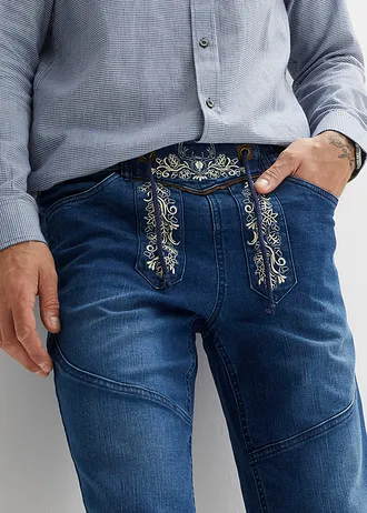 Stretch jeans bermuda met borduursel, regular fit • blue stone • bonprix online shop