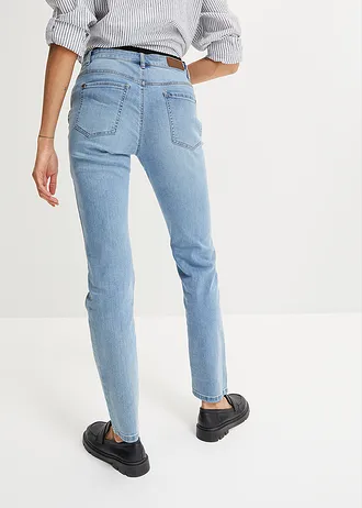 Stretch jeans mid waist, straight, Kleur: lichtblauw used