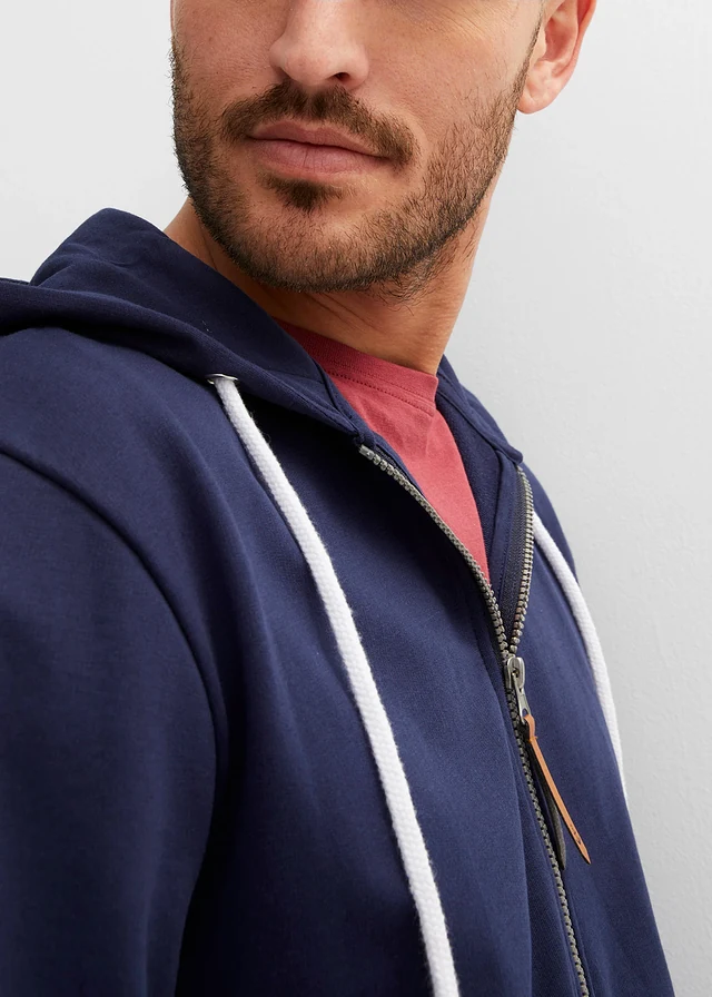 Sweat zippé à capuche et détails enduits • bleu foncé • product-page.page-title-suffix
