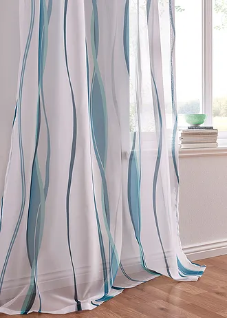 Voilage imprimé vagues (1 pce) • pétrole • Boutique bonprix