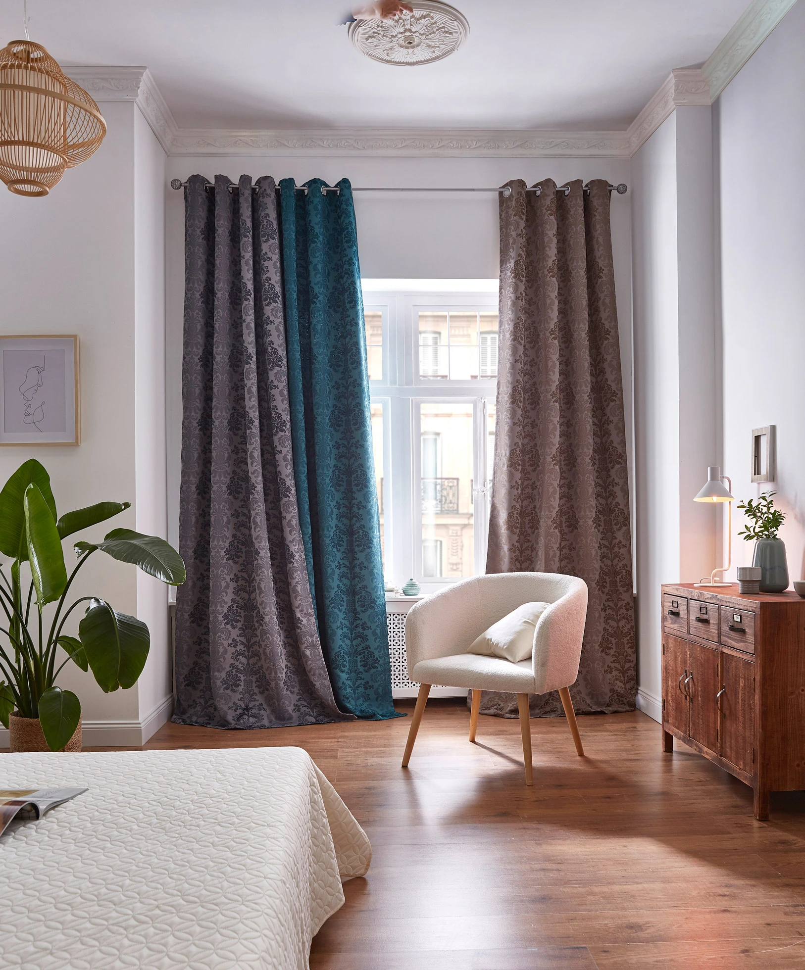 Isolerend verduisterend gordijn van jacquard (1 stuk) • smaragdgroen • bonprix online shop