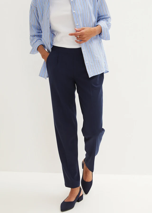 Pantalon taille élastiquée à pinces • bleu foncé • product-page.page-title-suffix