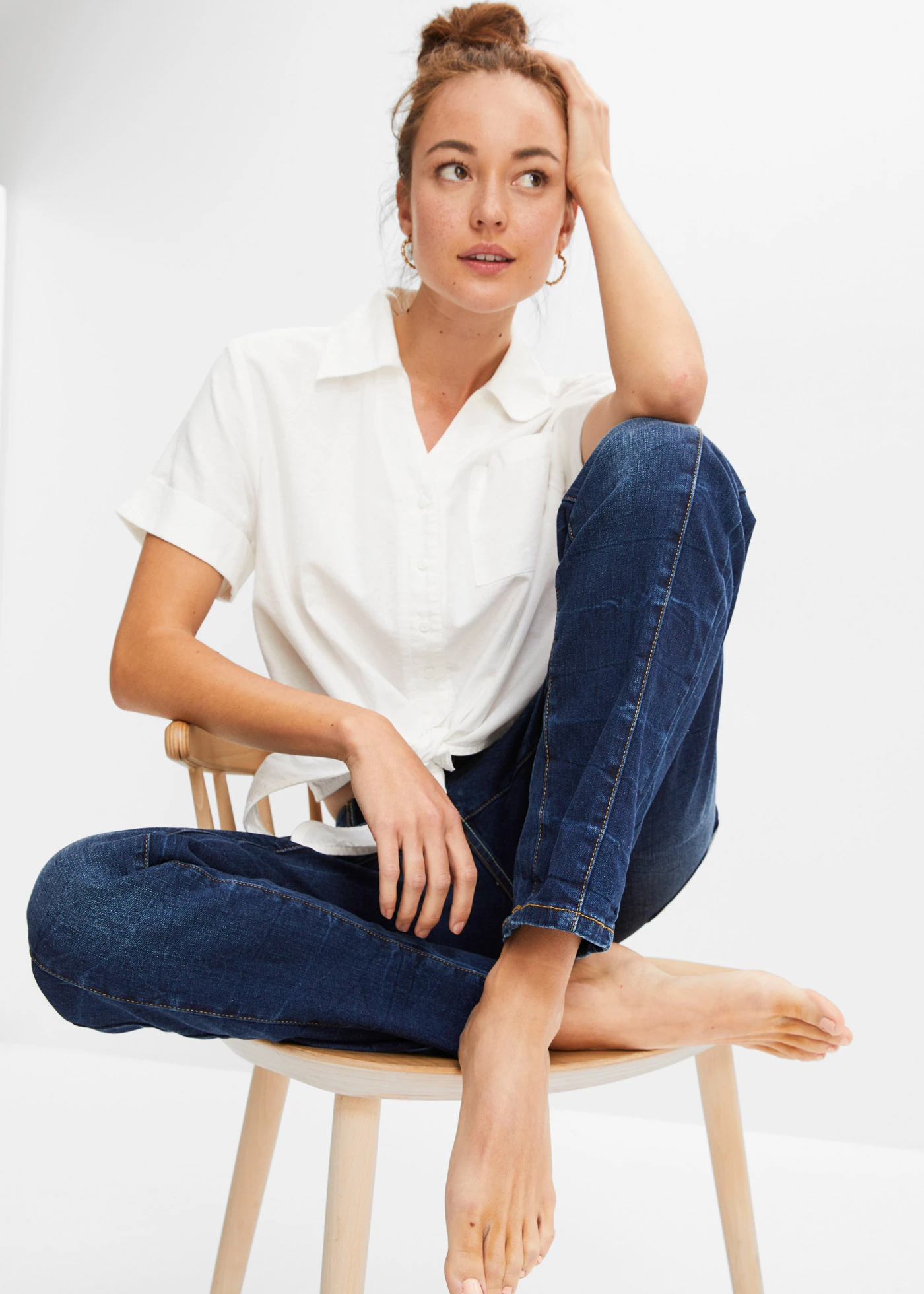 Jean droit taille mi-haute • bleu foncé denim • Boutique bonprix