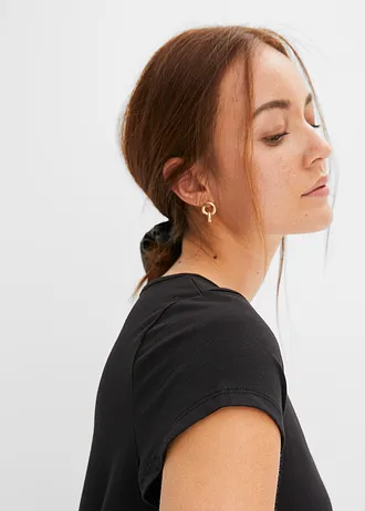 Triko s krátkým rukávem a hranatým výstřihem • černá • bonprix obchod