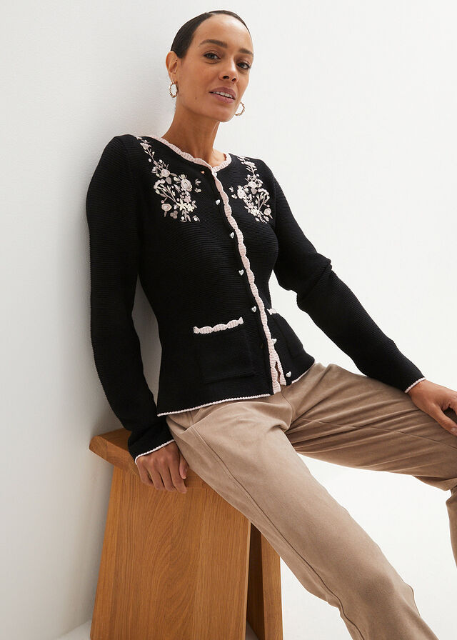 Sweter rozpinany w ludowym stylu - Bonprix