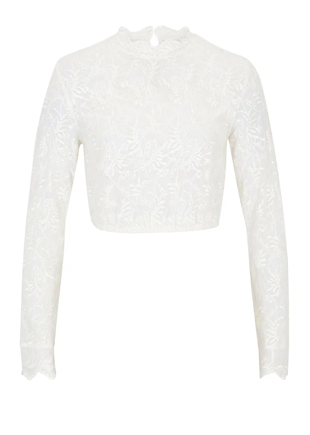 Blouse Dirndl en dentelle, manches longues, Couleur: blanc cassé