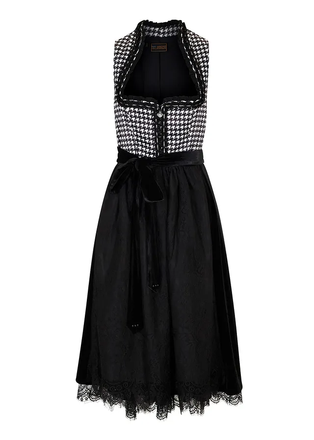 Dirndl cu poală din catifea și șorț (2piese)