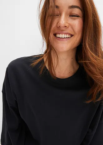 T-shirt oversize en coton extensible • noir • Boutique bonprix