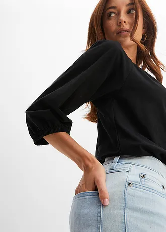 Úpletová blúzka z bio bavlny • čierna • obchod bonprix