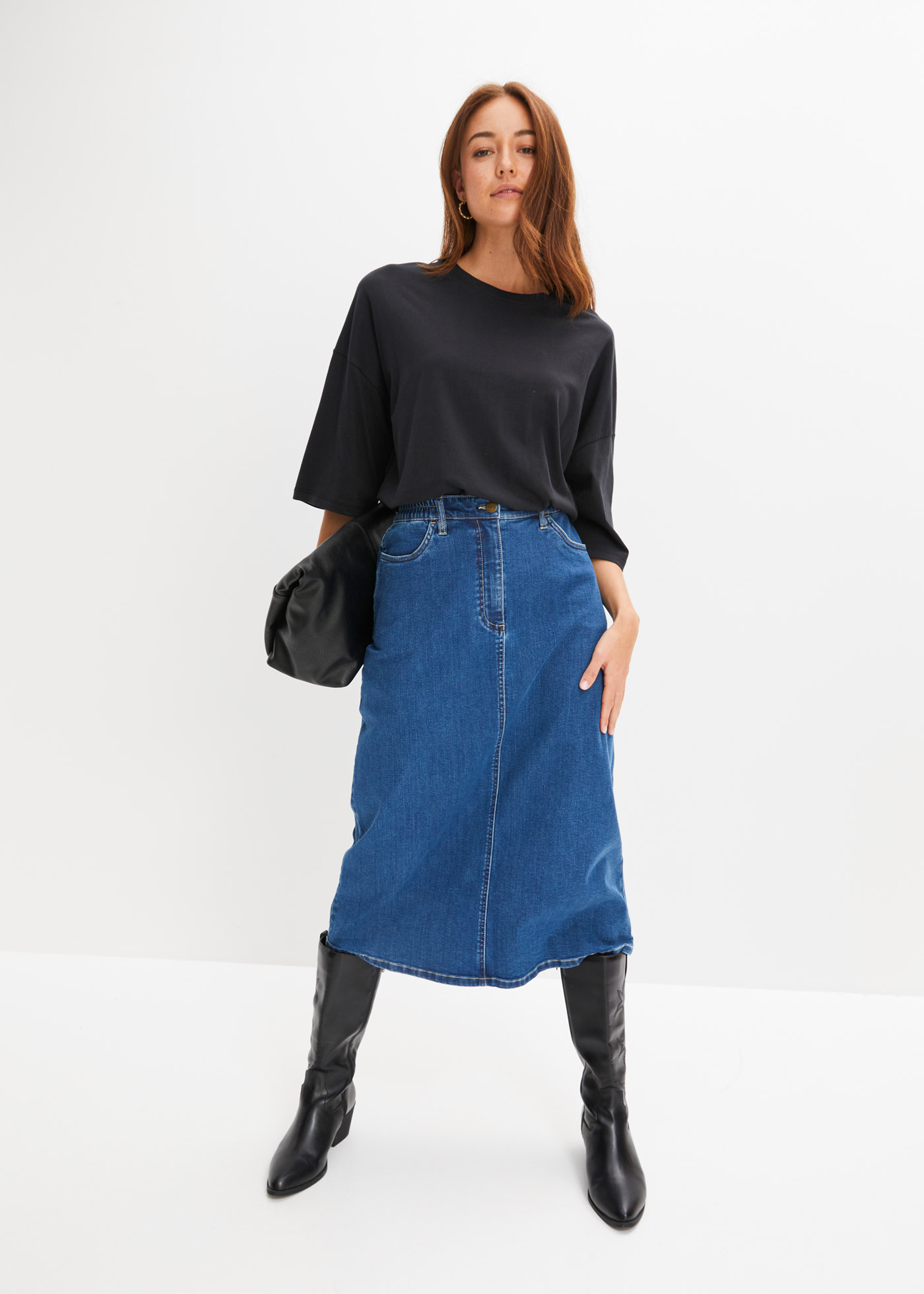 Katoenen oversized shirt, halflange mouw • zwart • bonprix online shop