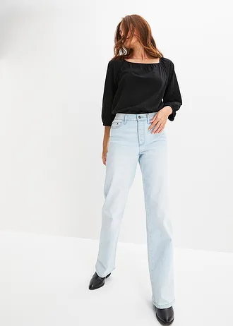 Shirtblouse van biologisch katoen, Kleur: zwart