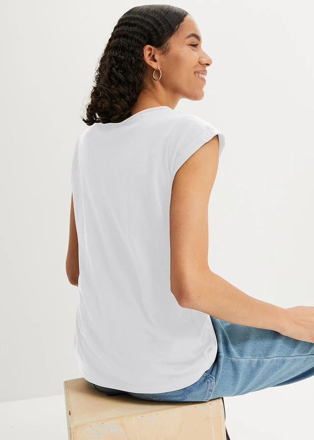 T-shirt van puur katoen, Kleur: wit