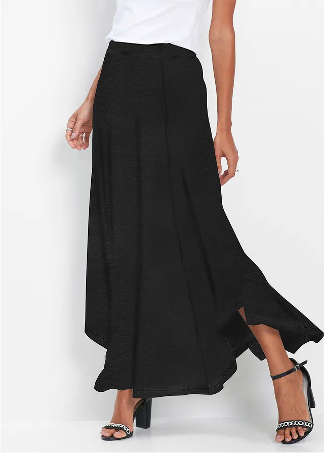 Jersey rok met viscose, Kleur: zwart