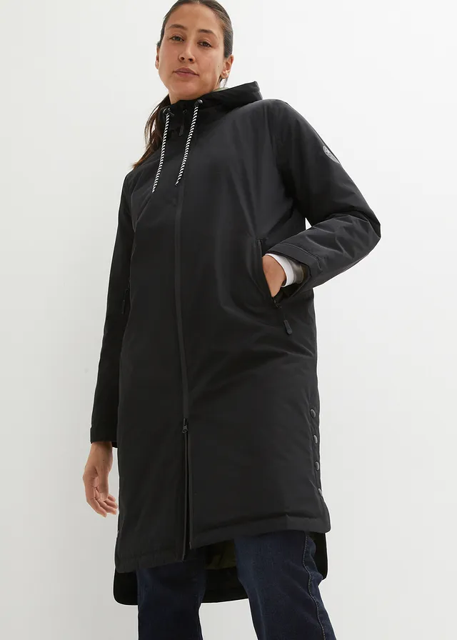 Imperméable rembourré longueur midi, Couleur: noir