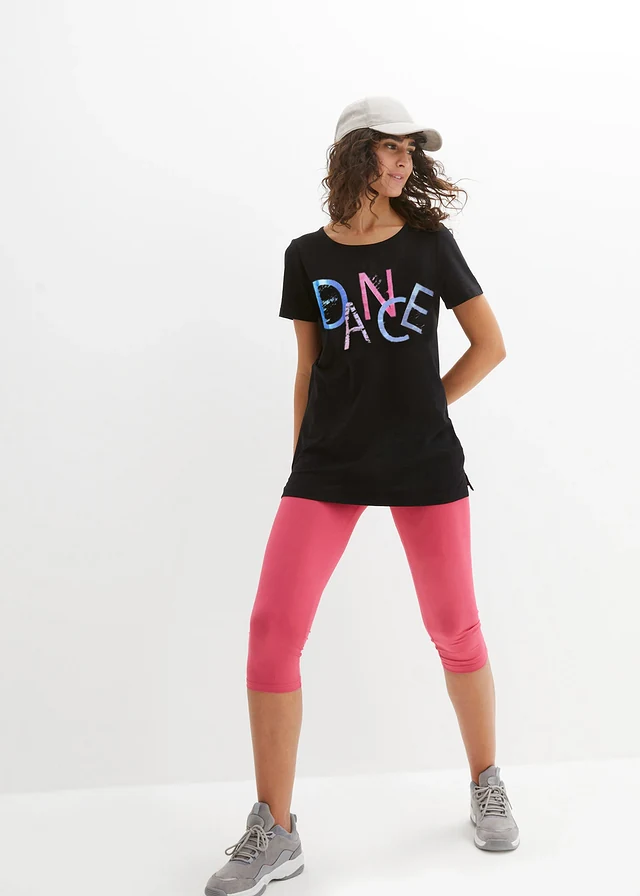 T-shirt à imprimé rétro, Couleur: noir imprimé