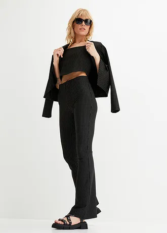 Pantalon à fines rayures, Couleur: noir-gris rayures verticales