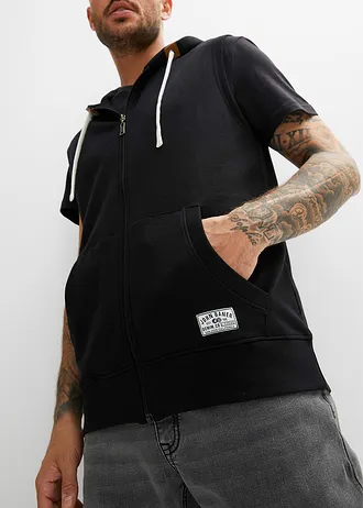 Vestă casual cu glugă din material moale cu bumbac • negru • magazin bonprix