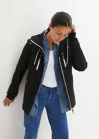 Softshell jas, waterafstotend, Kleur: zwart