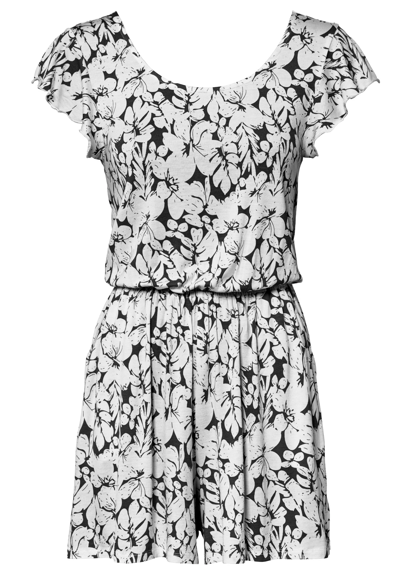 Salopetă scurtă din jerse • negru/ecru • magazin bonprix