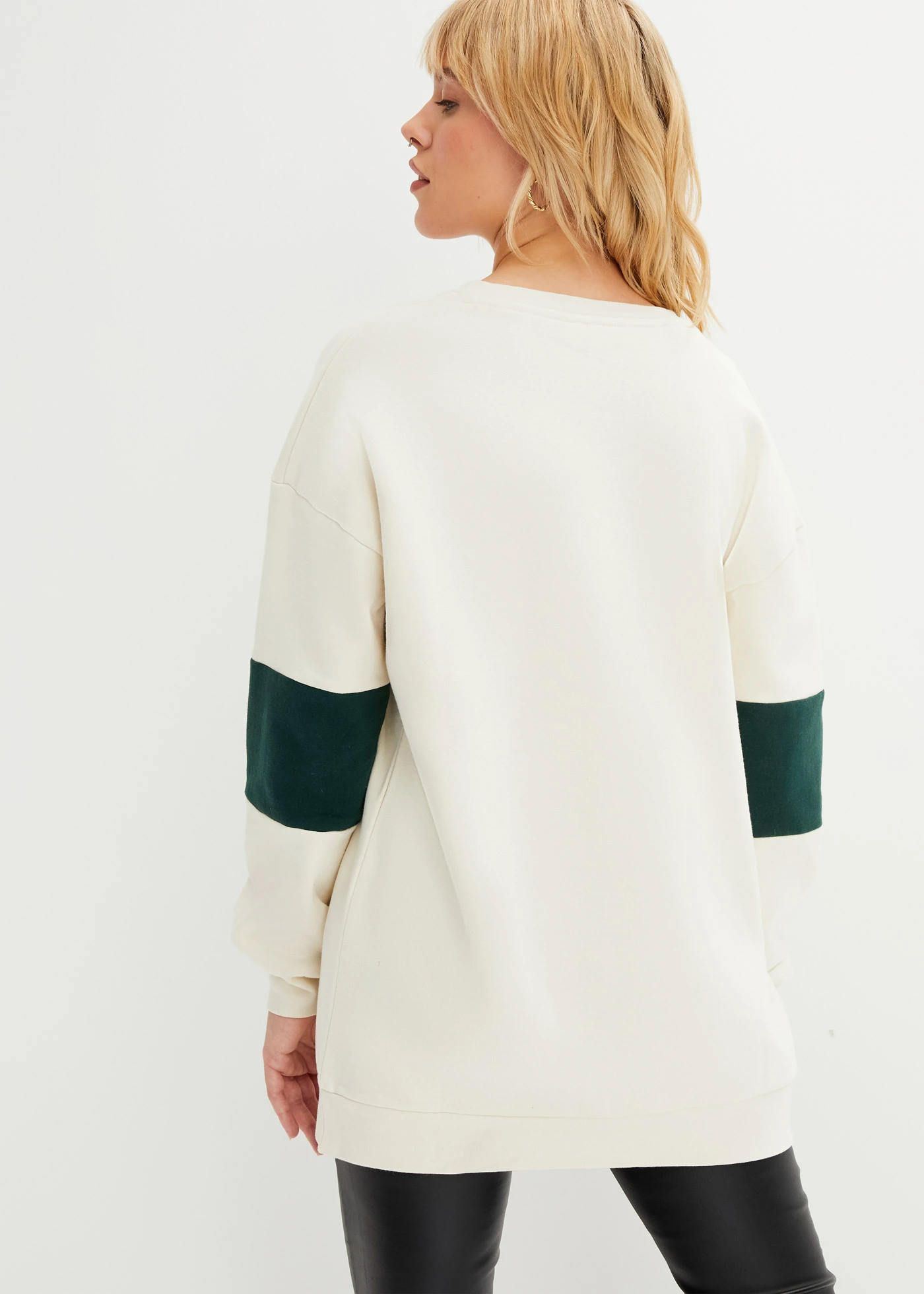 Mikina, oversize • slonovinová/lesná zelená potlačená • obchod bonprix